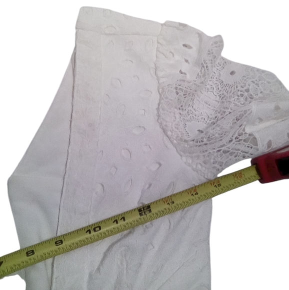 Gianni Bini Elegant Women’s White Long Maxi Eyelet Zip Back Cutout Dress Sz 0 - Picture 7 of 8